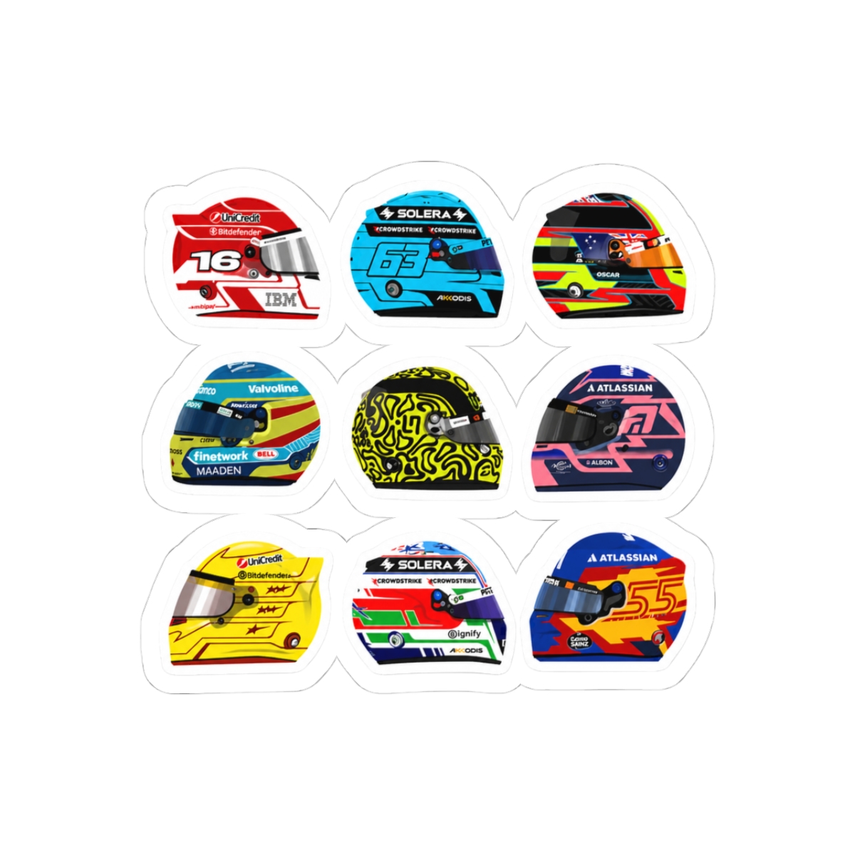 Formula 1 drivers Helmet 2025 sketch pack